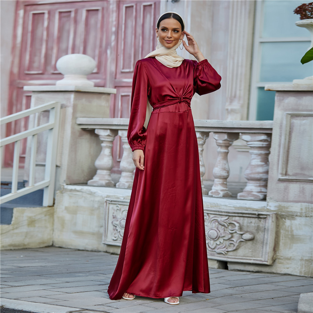 Women's Fashion Satin Waist Tie Dresses - Image 2