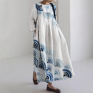 Womens Casual Dress With A Digital Print And A Round Neckline