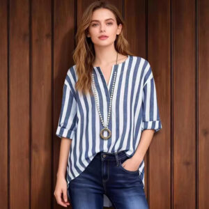 Womens Versatile Classic Striped Blouse